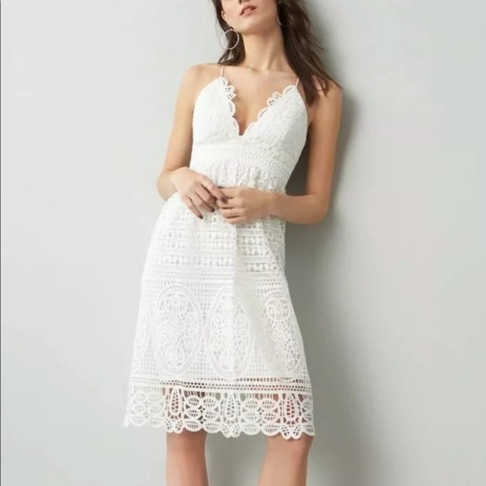 Bardot Lace White MIDI Dress